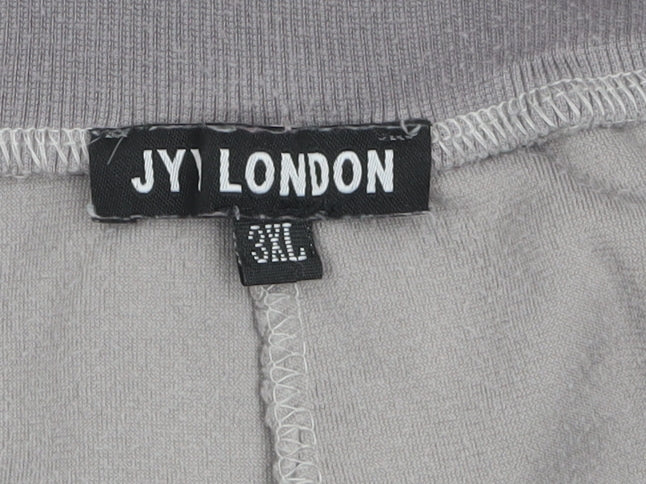 JYI London Womens Grey Velour Pearl Jogger Trousers 3XL