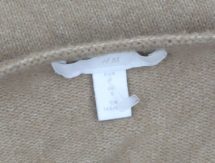 H&M Women Beige Square Neck Wool Blend Puff Sleeve Jumper Size S