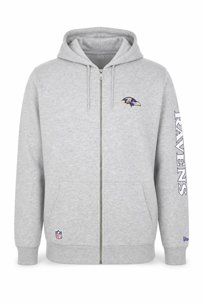 New Era Men’s Grey XL Full Zip Baltimore Ravens Hoodie