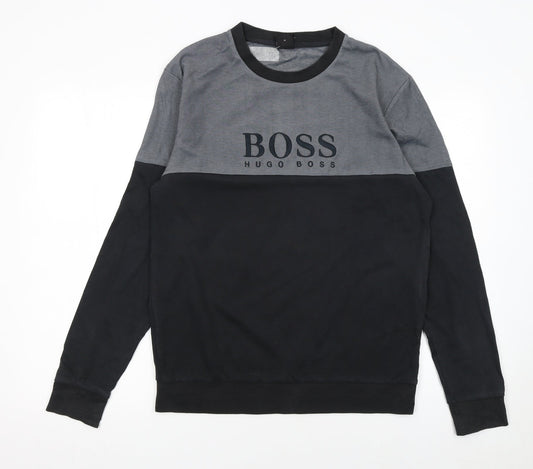 Hugo Boss Men's Grey & Black Logo Sweatshirt M Regular Fit