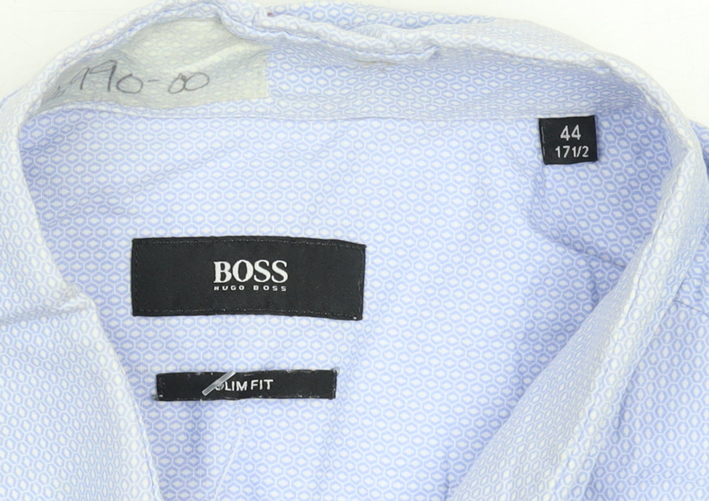 Hugo Boss Men's Blue Slim Fit Long Sleeve Button-Up Shirt 17.5in