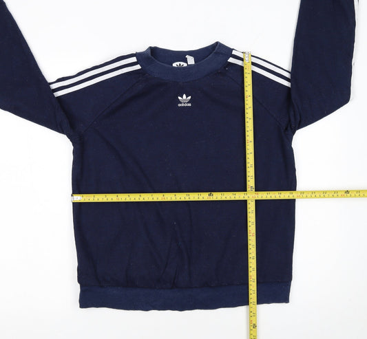 Adidas Women Navy Blue Crew Neck Long Sleeve Sweatshirt UK 12