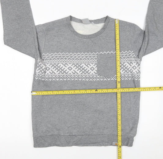 Carhartt Men’s Grey Fair Isle Crew Neck Sweatshirt Size M