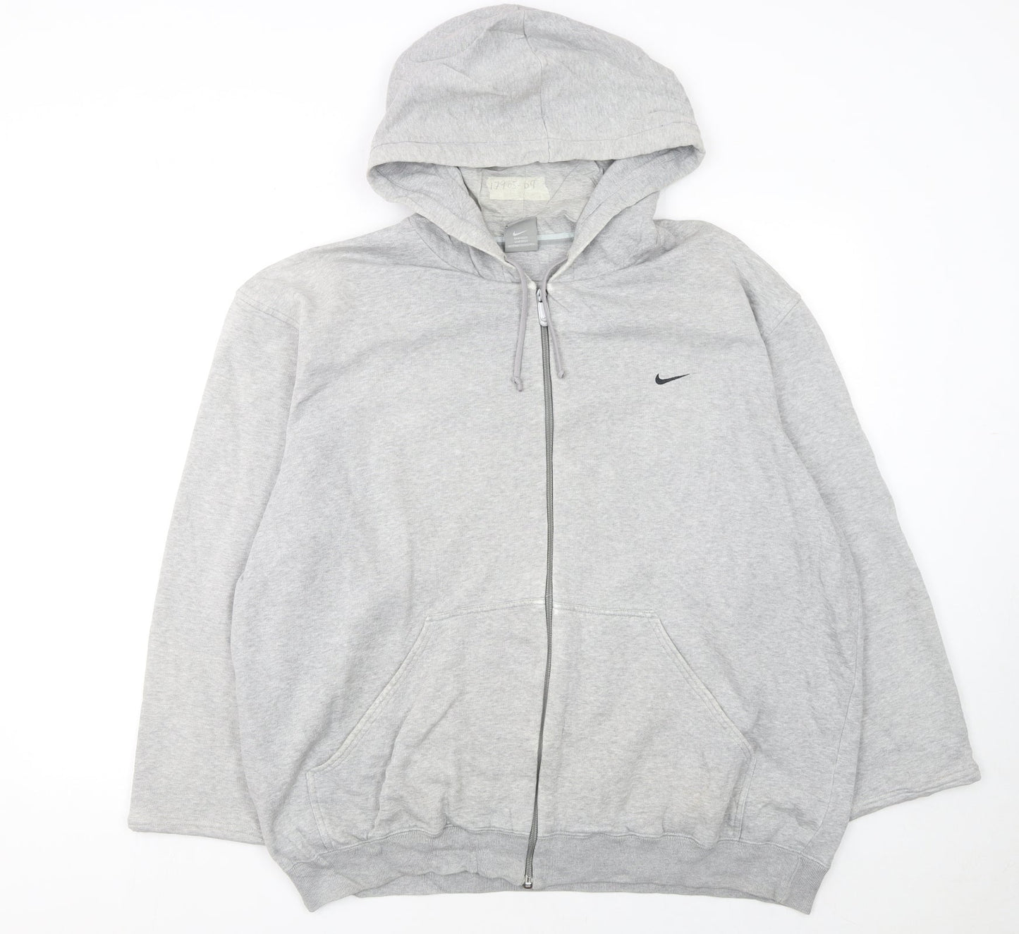 Nike Women Grey Full Zip Hoodie Size 2XL Cotton Blend