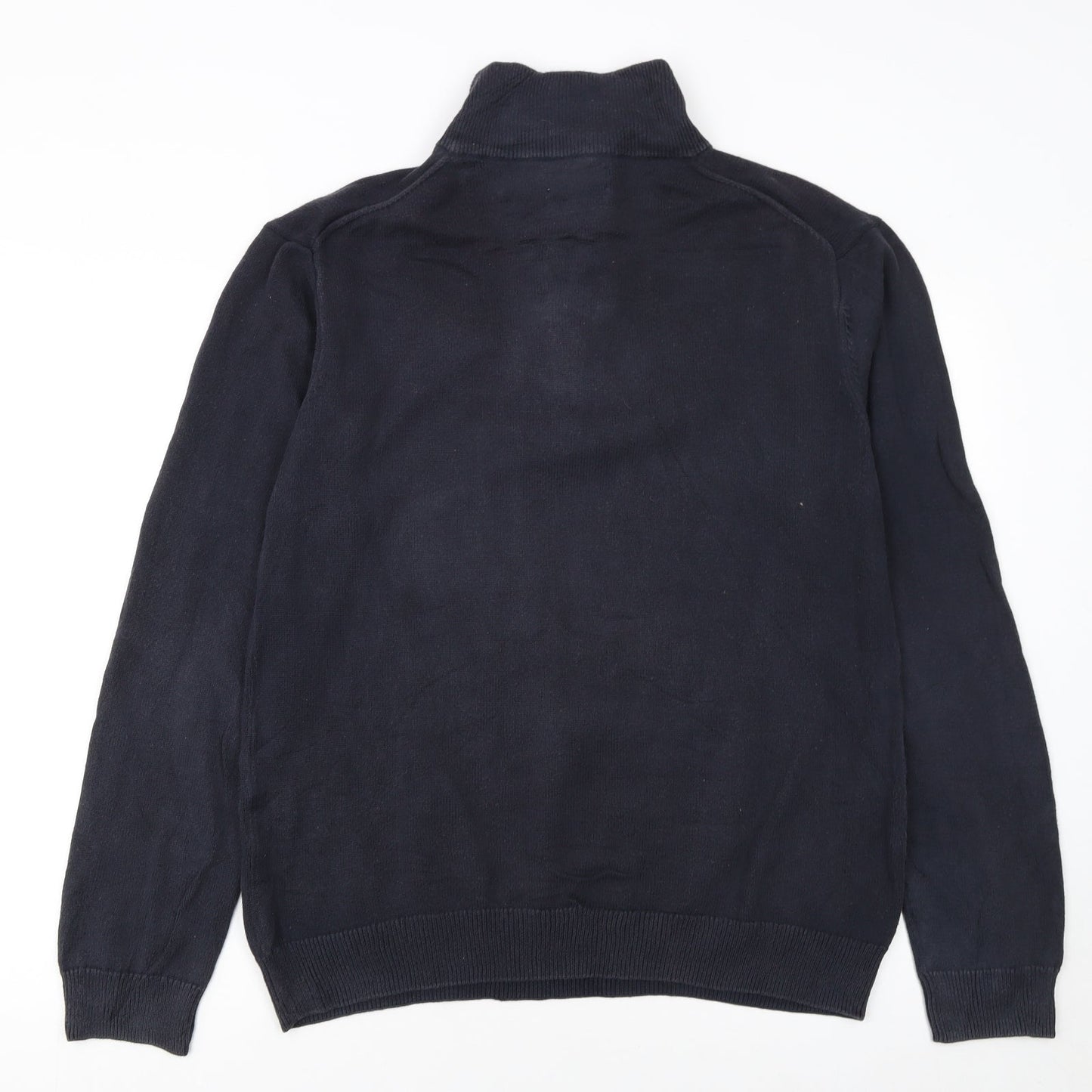 GANT Men's Blue Cotton 1/2 Zip High Neck Jumper Size L