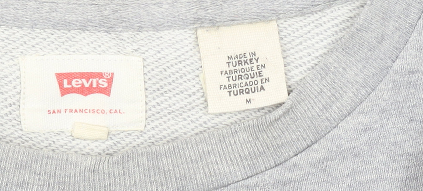 Levi's Men's Grey Logo Crew Neck Pullover Sweatshirt M