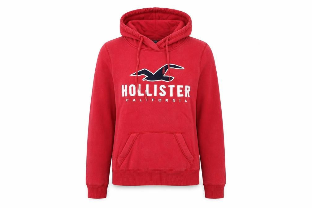 Hollister Women Red Pullover Hoodie XS Cotton Blend Casual