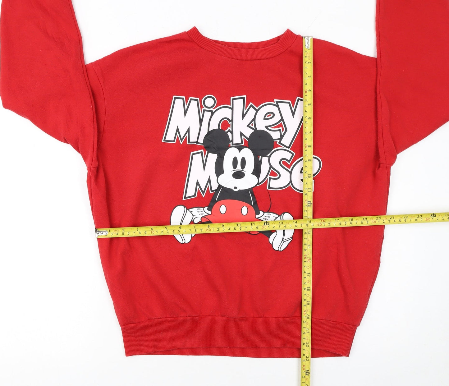 Primark Women Red Mickey Mouse Pullover Sweatshirt Size S 10/12
