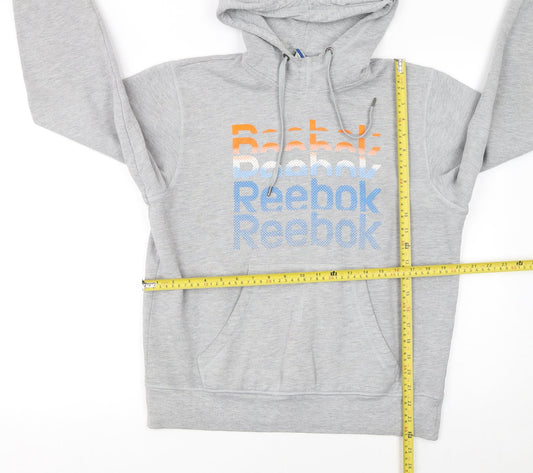 Reebok Men's Grey Pullover Hoodie M Logo Sports Fleece
