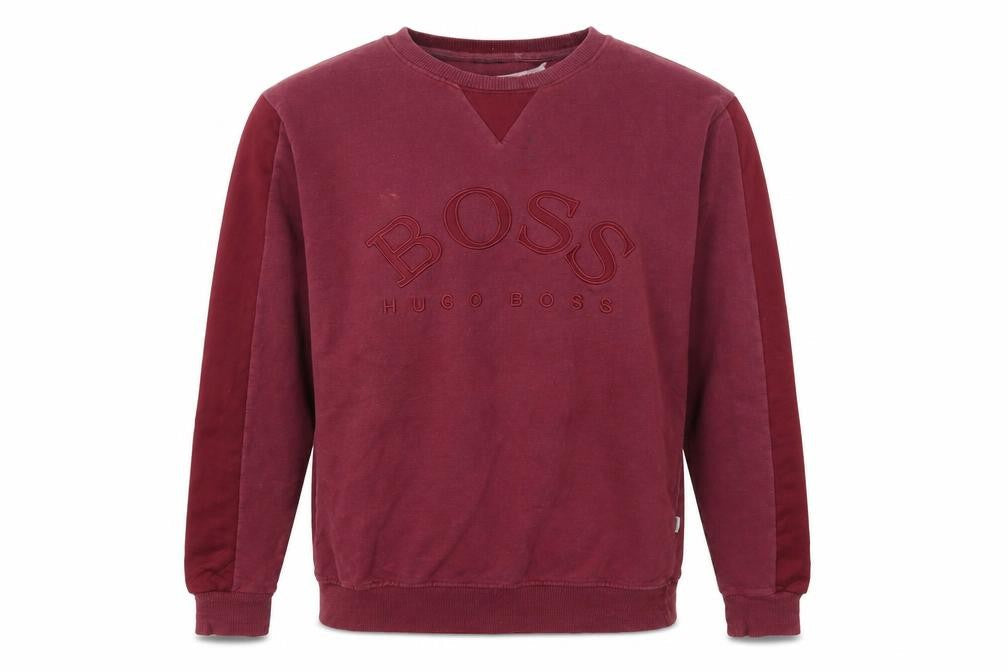 Hugo Boss Men's Red Small Pullover Sweatshirt Embroidered Logo