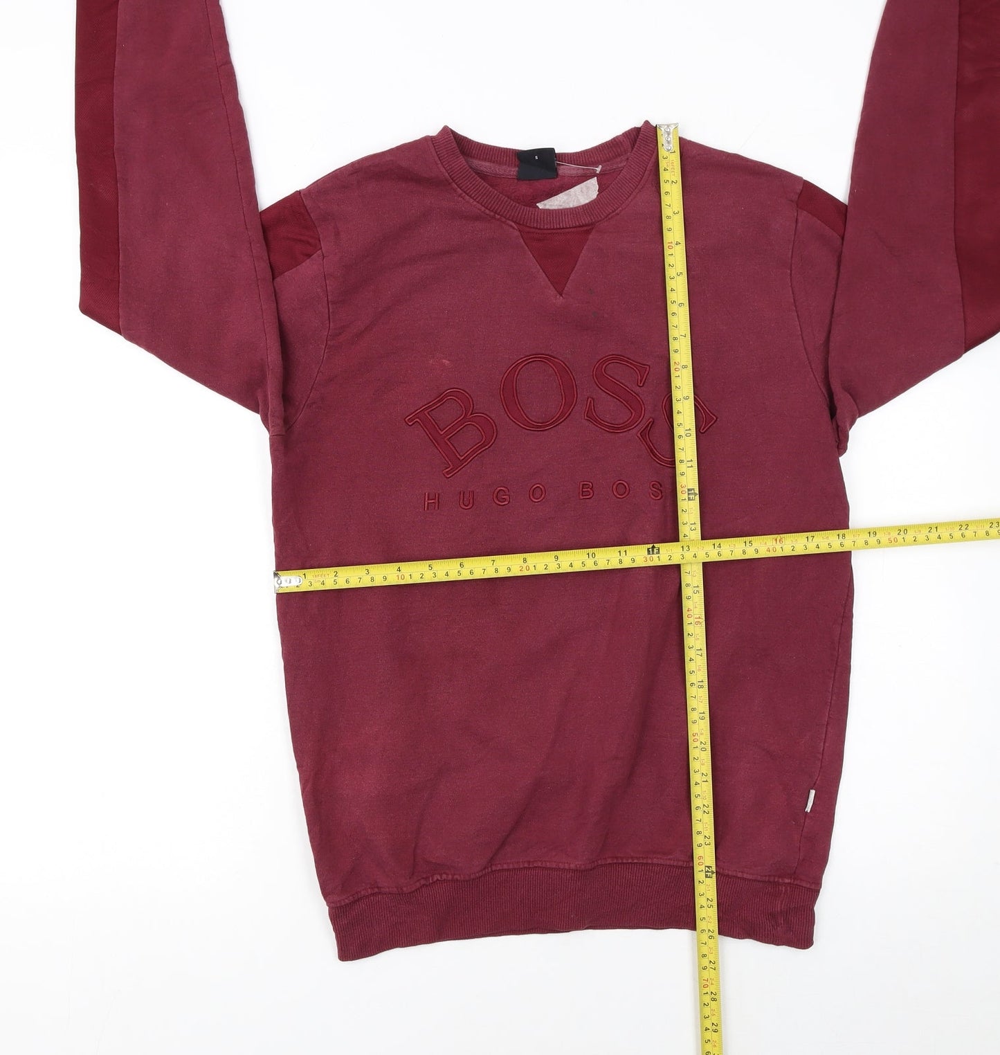 Hugo Boss Men's Red Small Pullover Sweatshirt Embroidered Logo