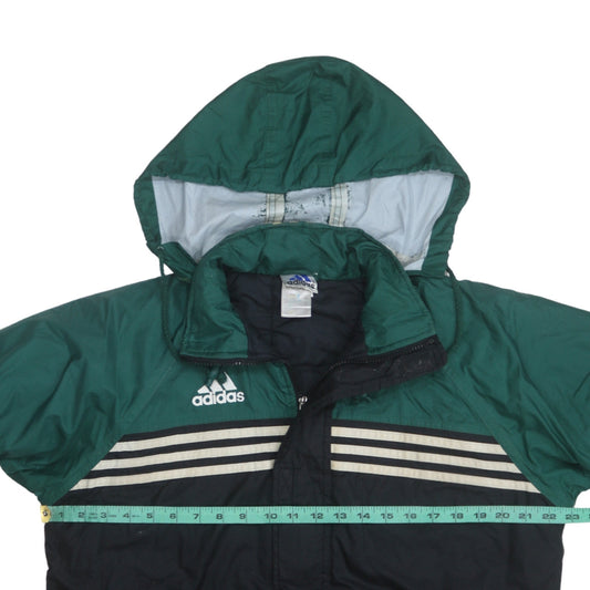 Adidas Men’s Green & Black Windbreaker Jacket L Hooded Sportswear