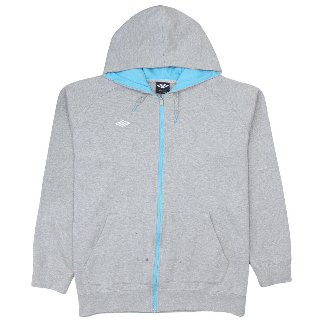 Umbro Mens Grey Full Zip Hoodie XL Lightweight Sports Fleece