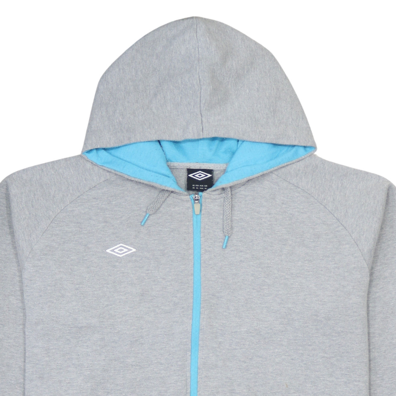 Umbro Mens Grey Full Zip Hoodie XL Lightweight Sports Fleece