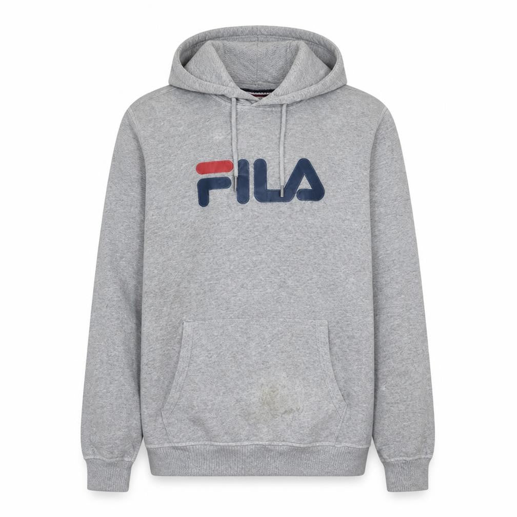 Fila Men's Grey Pullover Hoodie XS Logo Graphic Cotton Blend