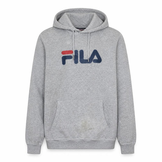 Fila Men's Grey Pullover Hoodie XS Logo Graphic Cotton Blend