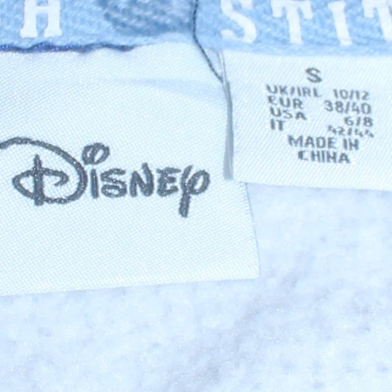 Disney Women Blue & White Stitch Hoodie Size S Pullover Sweatshirt