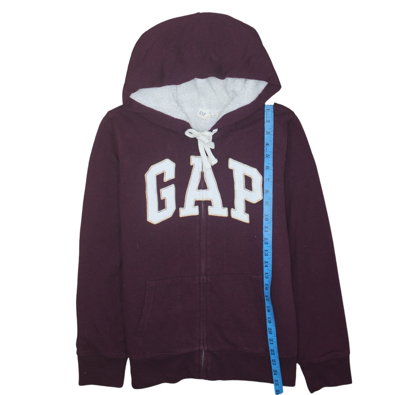 GAP Women Burgundy Full Zip Hoodie Size L Sherpa Lined Casual
