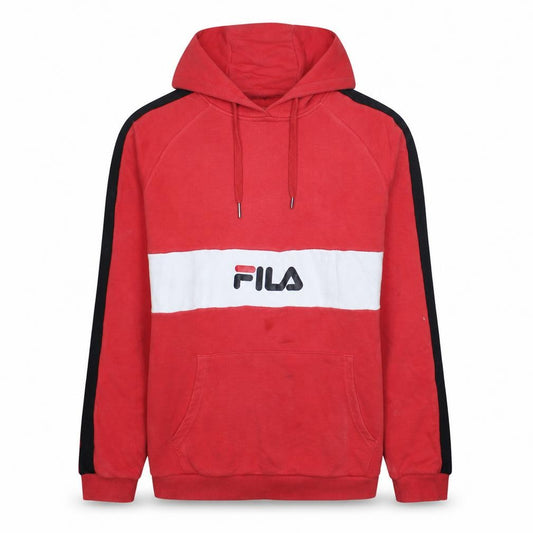 Fila Women's Red Pullover Hoodie Medium Cotton Blend Logo Style