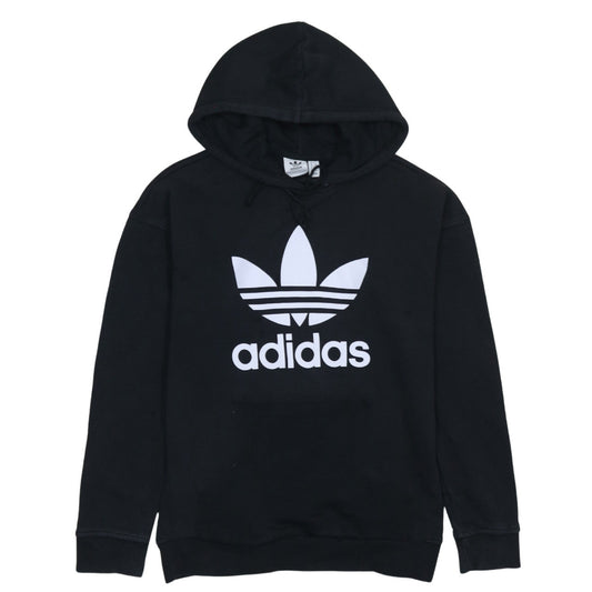 Adidas Womens Black Pullover Hoodie Size 4 Logo Print Casual Sweatshirt