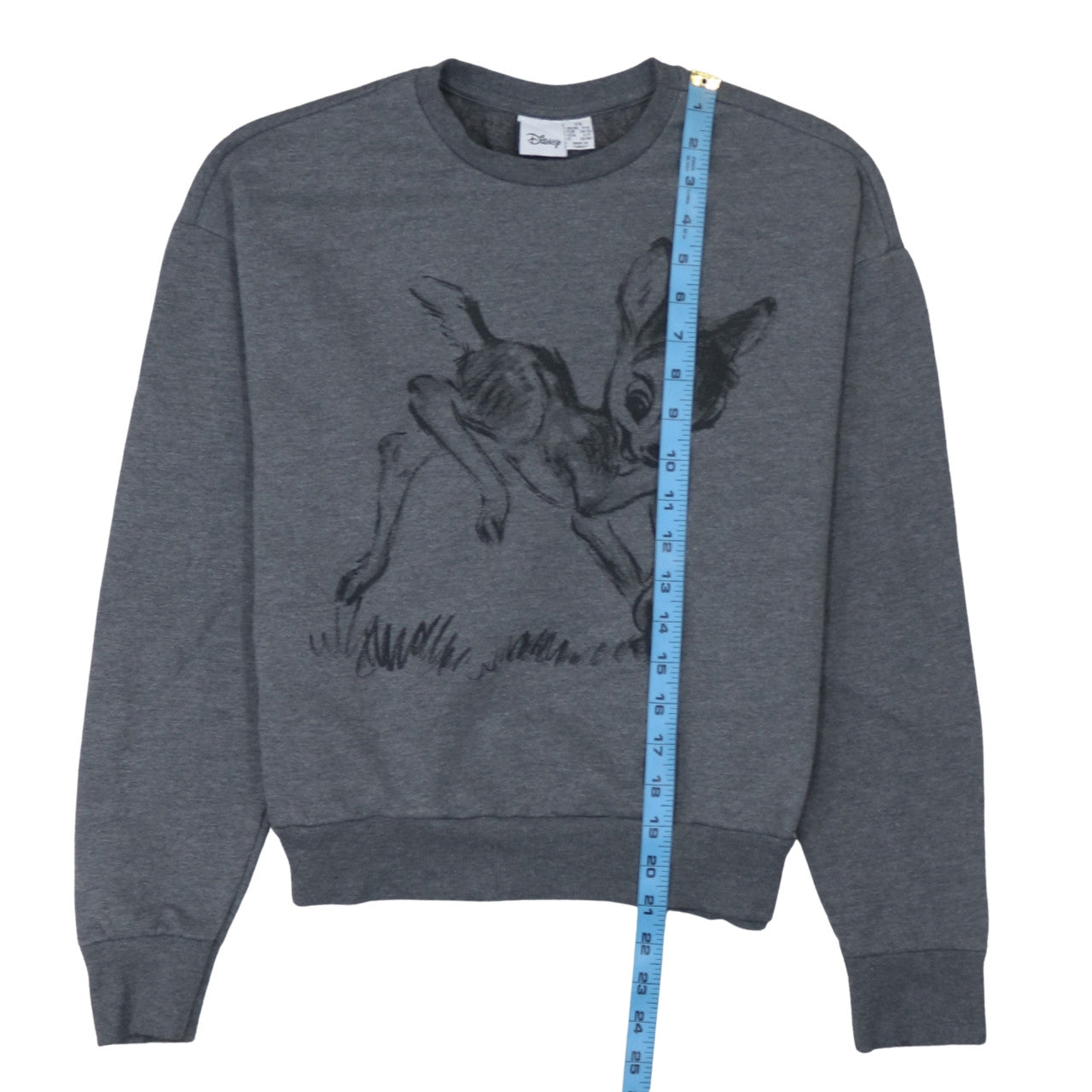 Disney Women Grey Bambi Graphic Crew Neck Sweatshirt XS