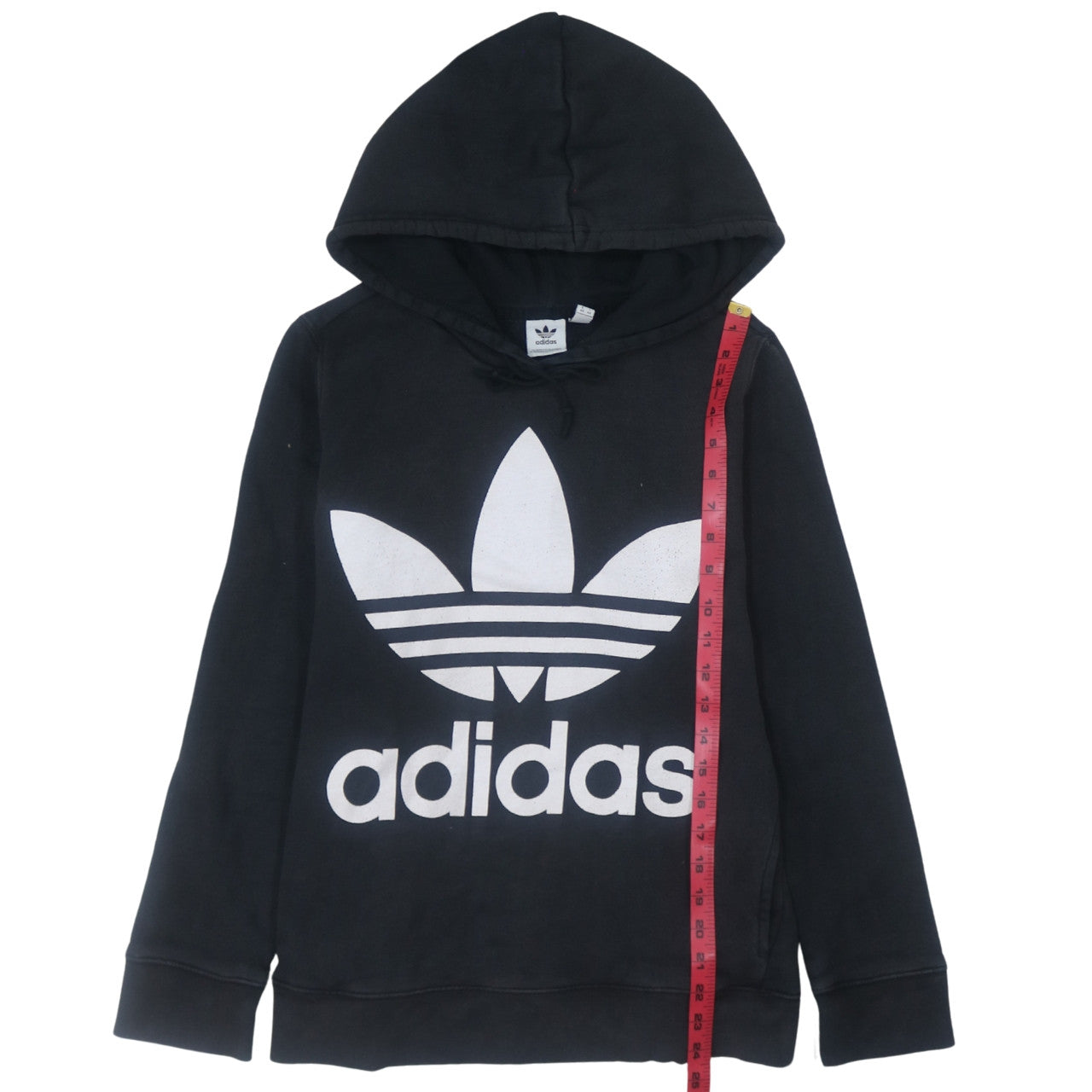 Adidas Womens Black Pullover Hoodie Size 14 Logo Print Sweatshirt