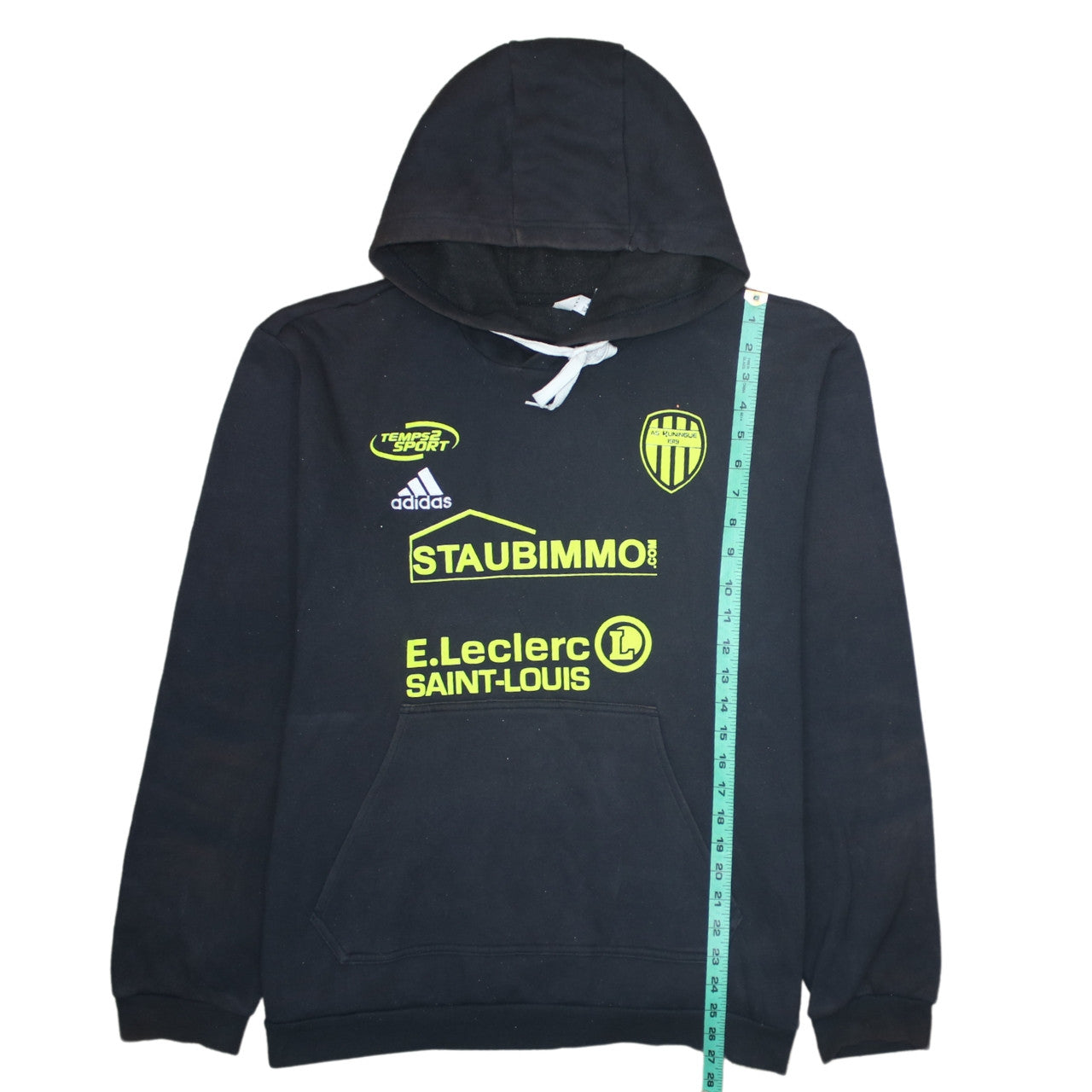 Adidas Mens Black XL Pullover Hoodie AS Kunheim Sports Fleece Sweatshirt