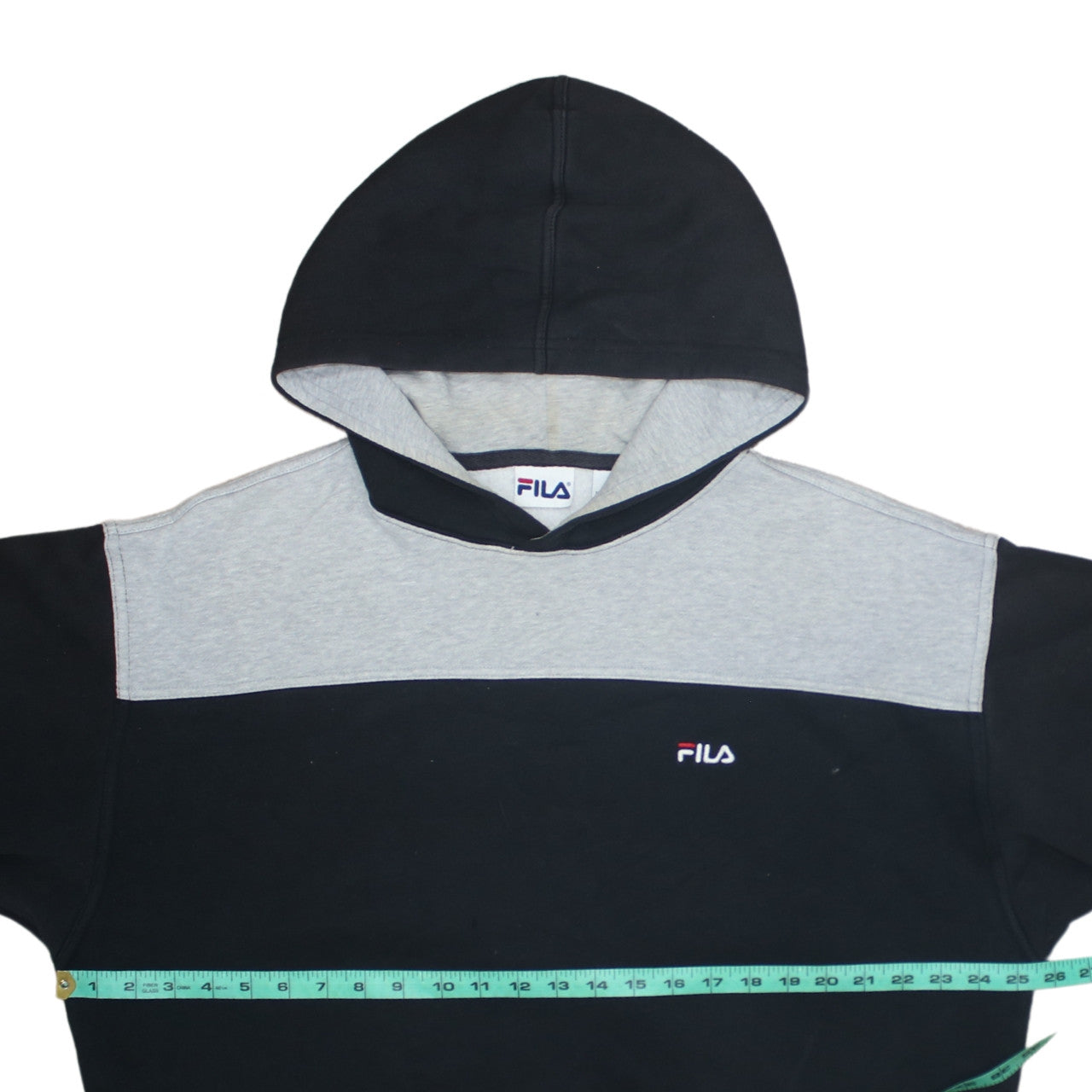 FILA Mens Black & Grey Pullover Hoodie Size L Regular Fit