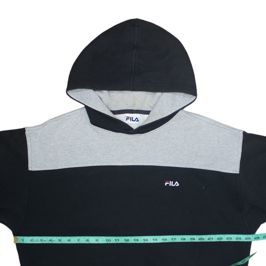 FILA Mens Black & Grey Pullover Hoodie Size L Regular Fit