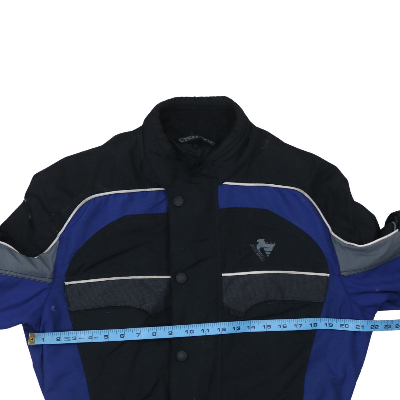 Cycle Spirit Men's Black Blue L Motorcycle Jacket Belted Reflective Lined