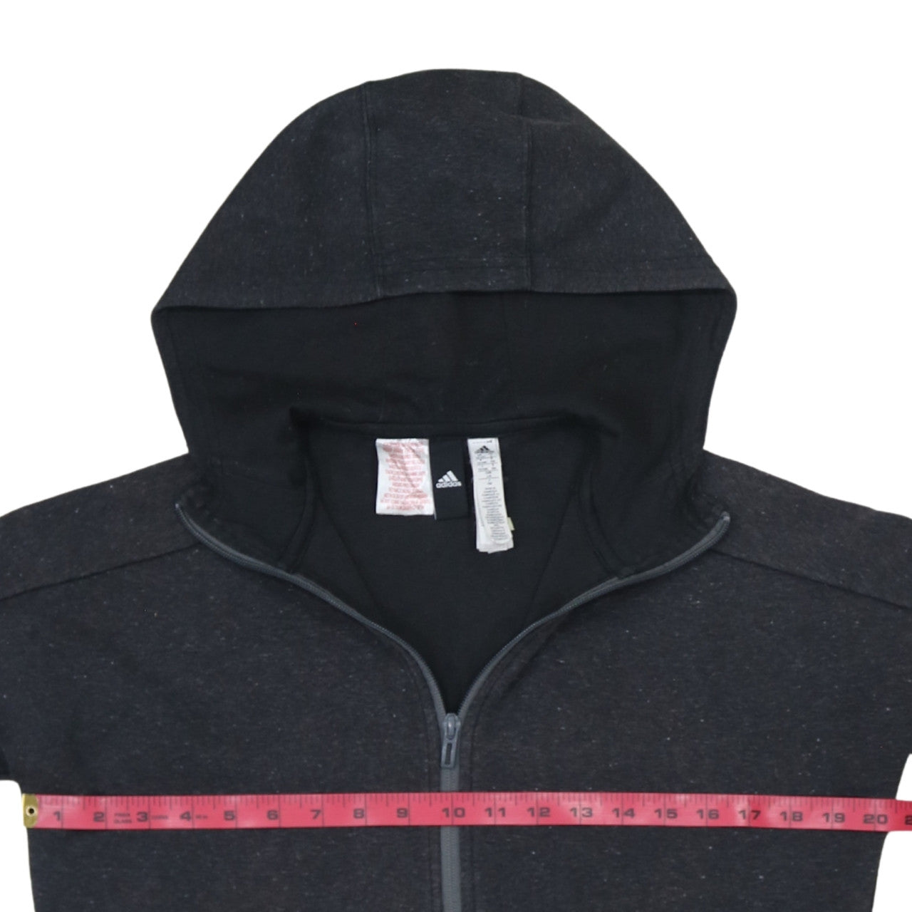 Adidas Boys Black Full Zip Hoodie 13-14 Years Regular Fit Fleece