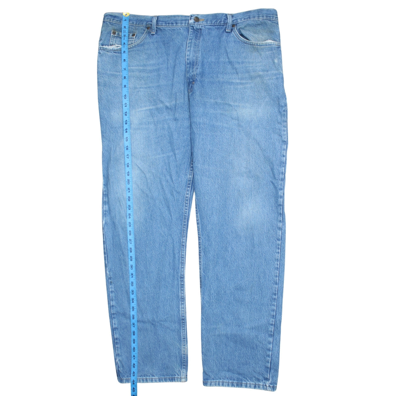 Wrangler Men's Blue 42x32 Regular Fit Straight Denim Jeans