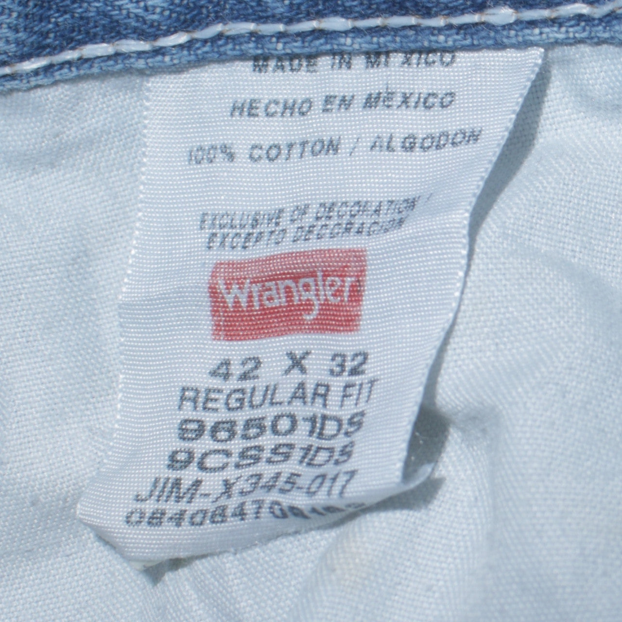 Wrangler Men's Blue 42x32 Regular Fit Straight Denim Jeans