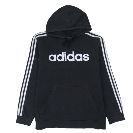 Adidas Men Black XL Pullover Hoodie Fleece Logo Sweatshirt