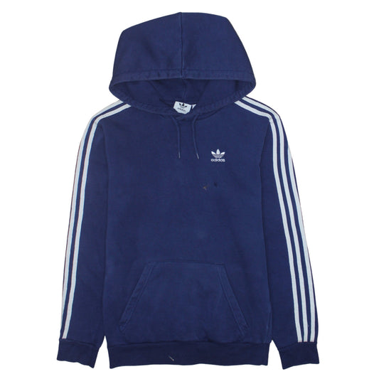 Adidas Men's Blue Pullover Hoodie XS Classic 3-Stripes Fleece