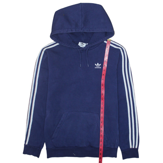 Adidas Men's Blue Pullover Hoodie XS Classic 3-Stripes Fleece
