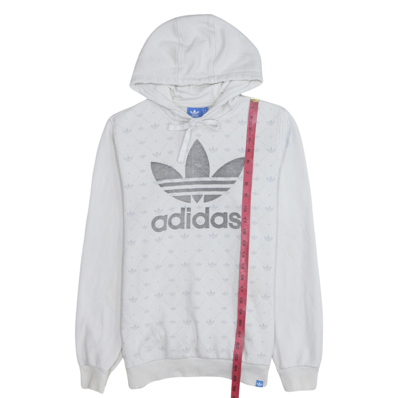 Adidas Men's White Pullover Hoodie Small Graphic Logo Sportswear