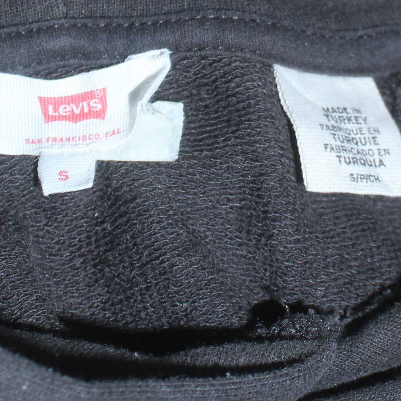 Levi's Men's Black Small Pullover Hoodie with Rainbow Embroidered Logo
