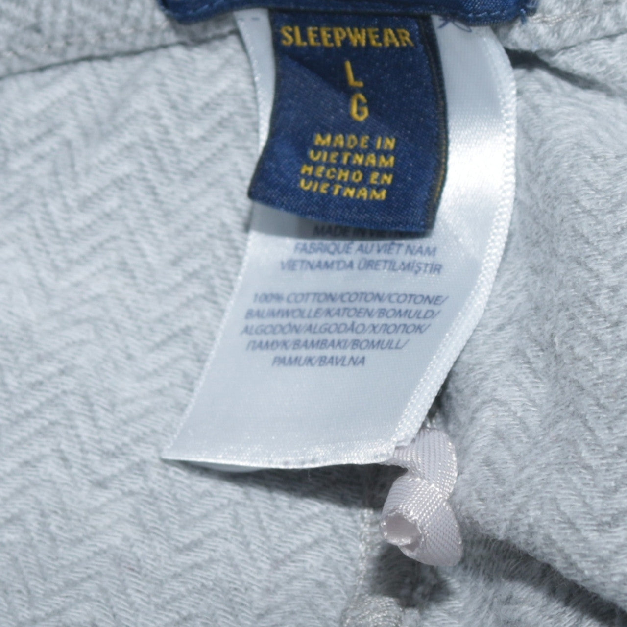 Ralph Lauren Men’s Grey Cotton Herringbone Drawstring Sweatpants L