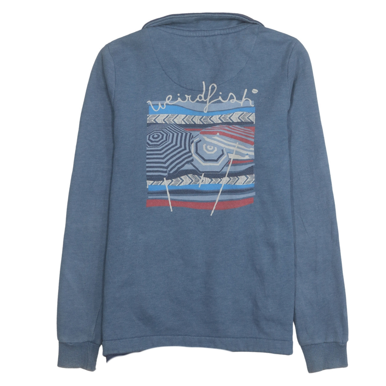 Weird Fish Women's Blue 1/4 Zip Pullover Sweatshirt Size 10 Cotton Blend