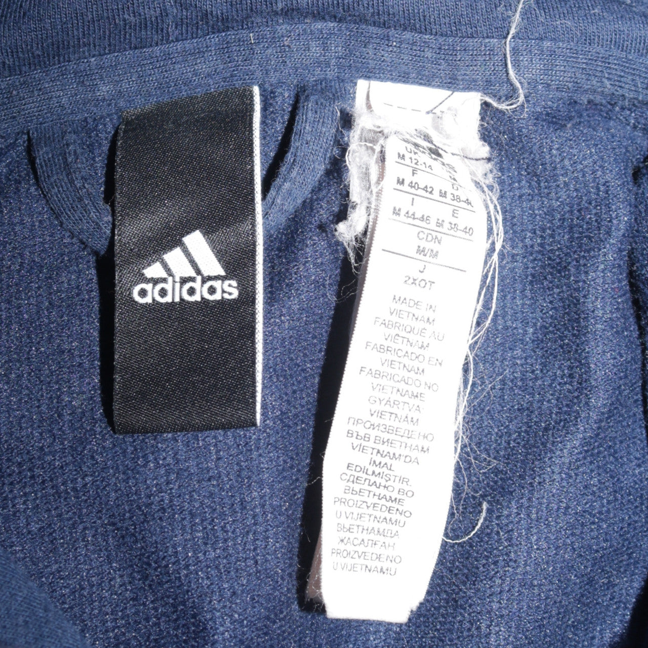 Adidas Womens Navy Full Zip Hoodie Sweatshirt M Blue Logo Casual