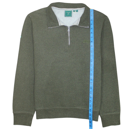 Superdry Mens Green XL 1/2 Zip Henley Fleece Sweatshirt