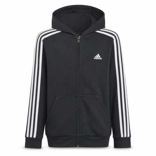 Adidas Boys Black Full Zip Hoodie 13-14 Years Fleece Sports Top