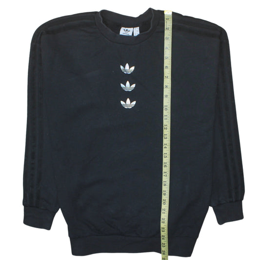 Adidas Womens Black Size 8 Crew Neck Long Sleeve Pullover Sweatshirt