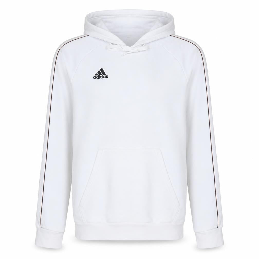 Front view of Adidas Men’s White Pullover Hoodie L Sports Fleece Sweatshirt