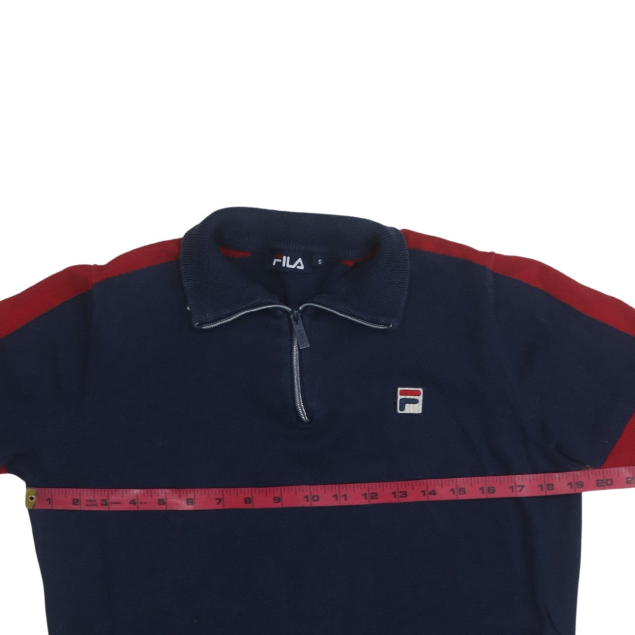 Fila Men's Blue Red 1/4 Zip Collared Sweatshirt Size S