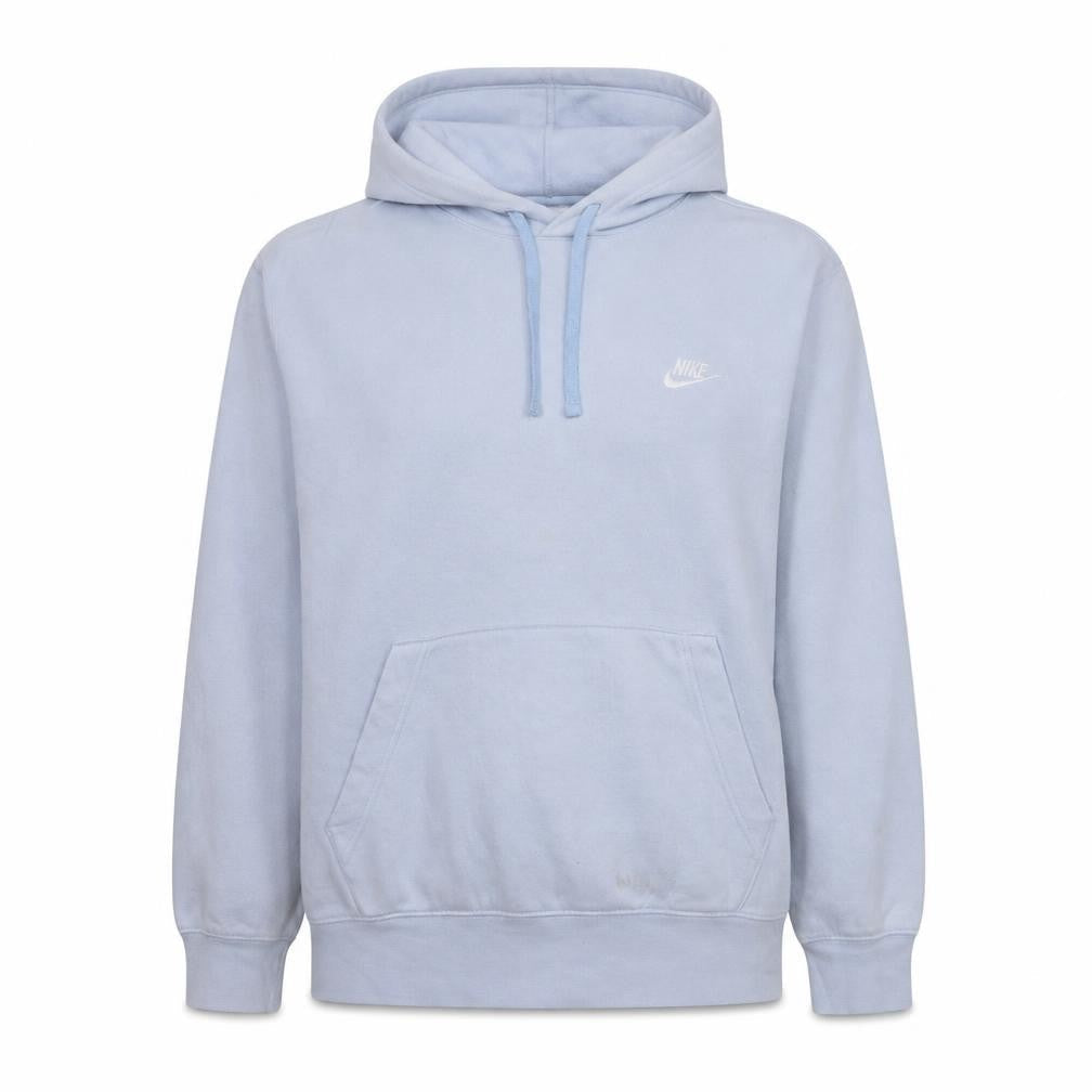 Nike Women Light Blue Pullover Hoodie L Cotton Blend Logo Sweatshirt