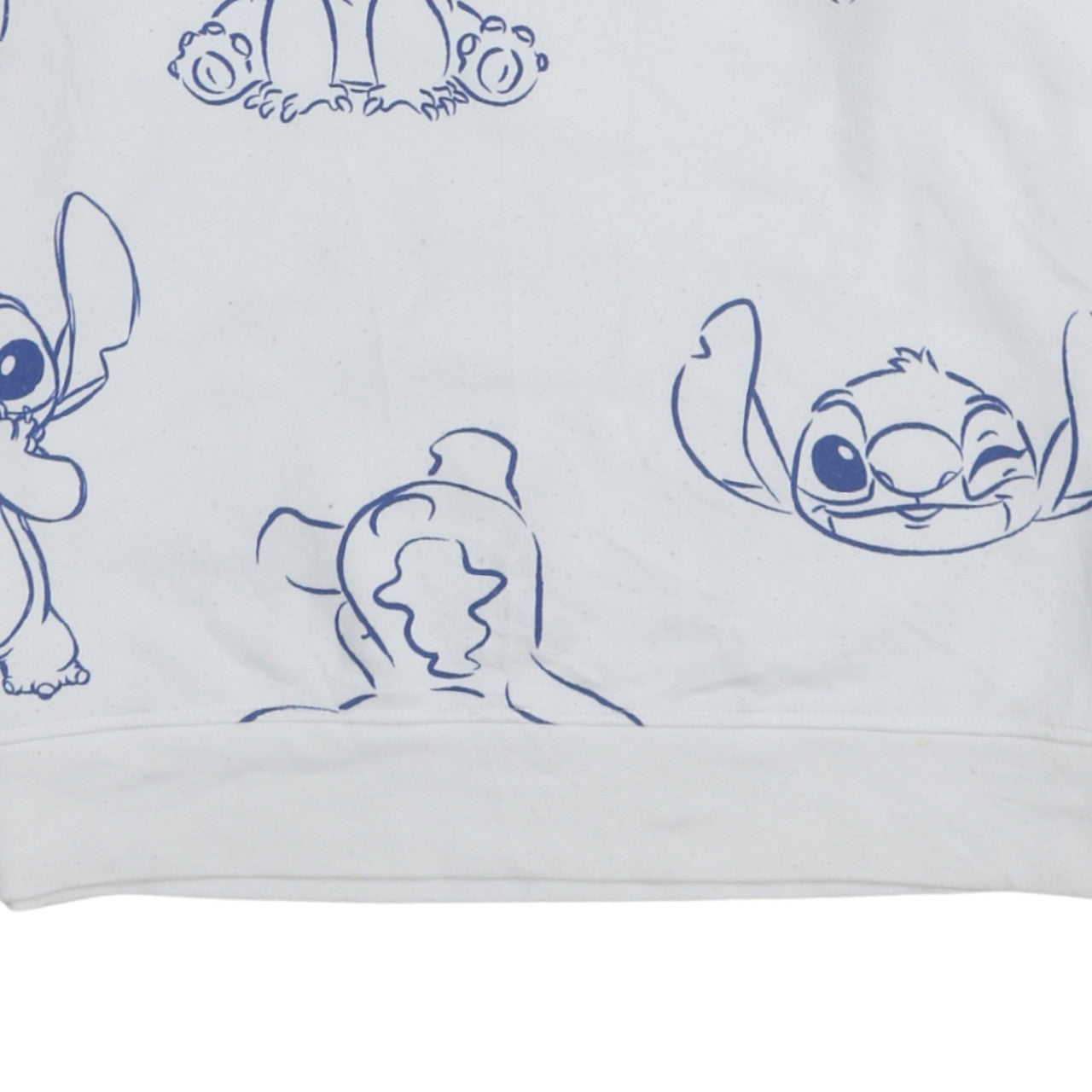 Disney Women White Stitch Sweatshirt Small Crew Neck Pullover