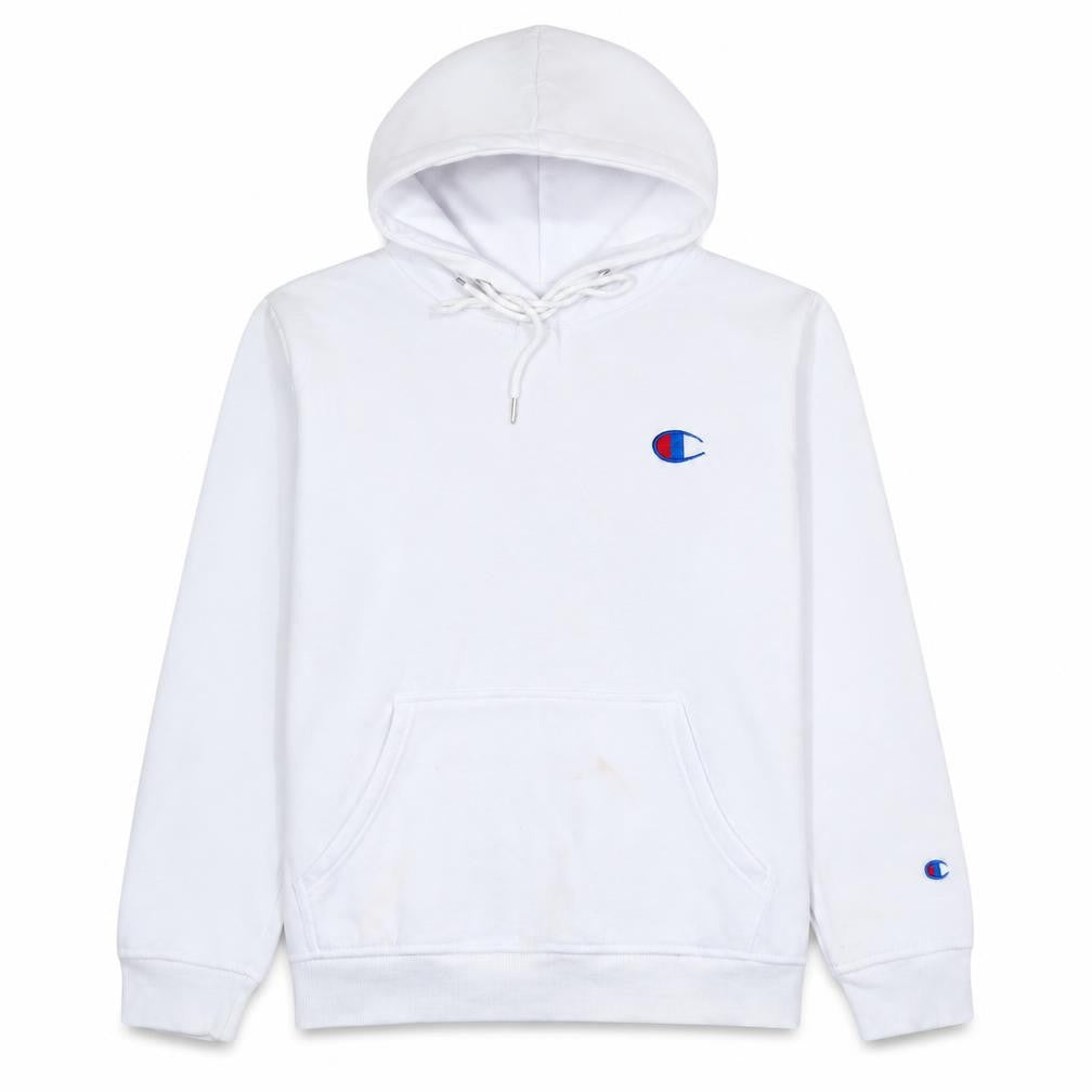 Champion Men's White Pullover Hoodie Large Embroidered Logo