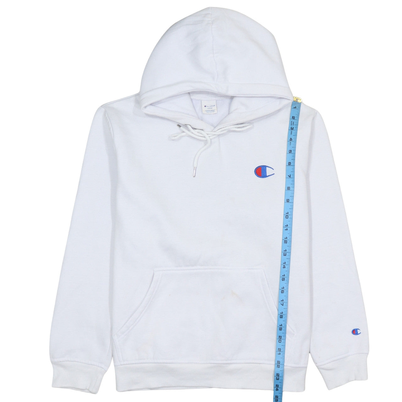 Champion Men's White Pullover Hoodie Large Embroidered Logo